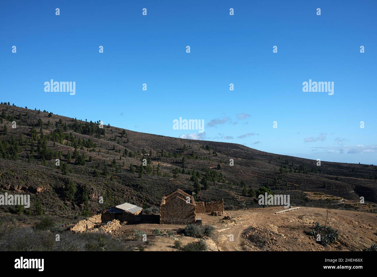 Remote farmhouse in the mountains near Las Vegas, Tenerife, Canary Islands, Spain Stock Photo