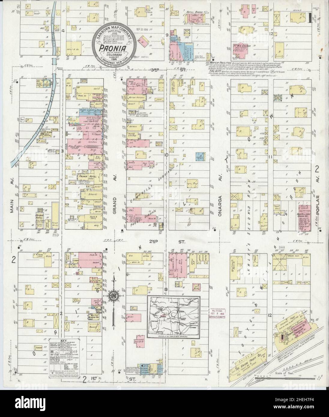 Sanborn Fire Insurance Map from Paonia, Delta County, Colorado Stock