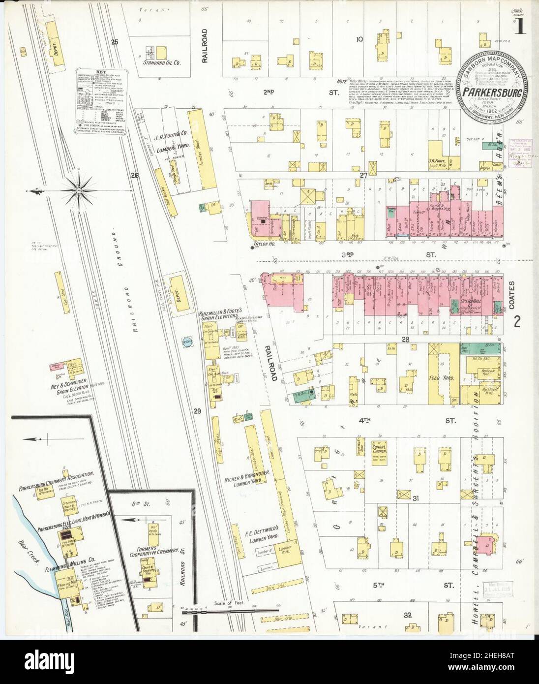 Sanborn Fire Insurance Map from Parkersburg, Butler County, Iowa Stock ...