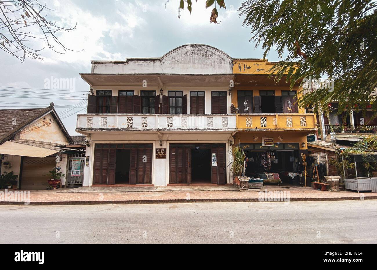 Luang Phrabang, Laos - Feb 3, 2020. Architecture of ancient town in Luang Phrabang, Laos. The city was the capital of the kingdom of Laos for thousand Stock Photo