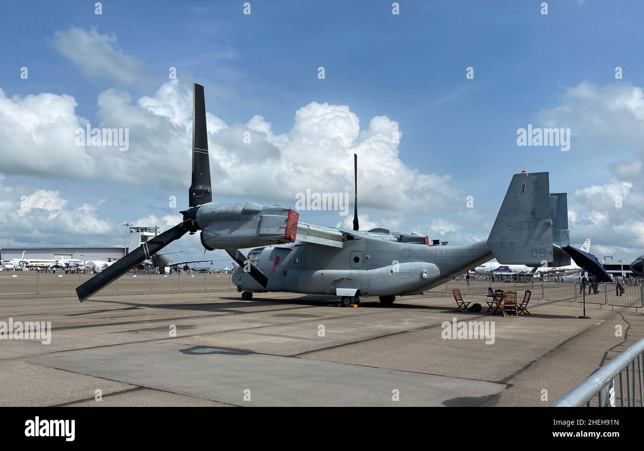 Singapore - Feb 12, 2020. Military airplane docking at Changi Airport in Singapore. Stock Photo