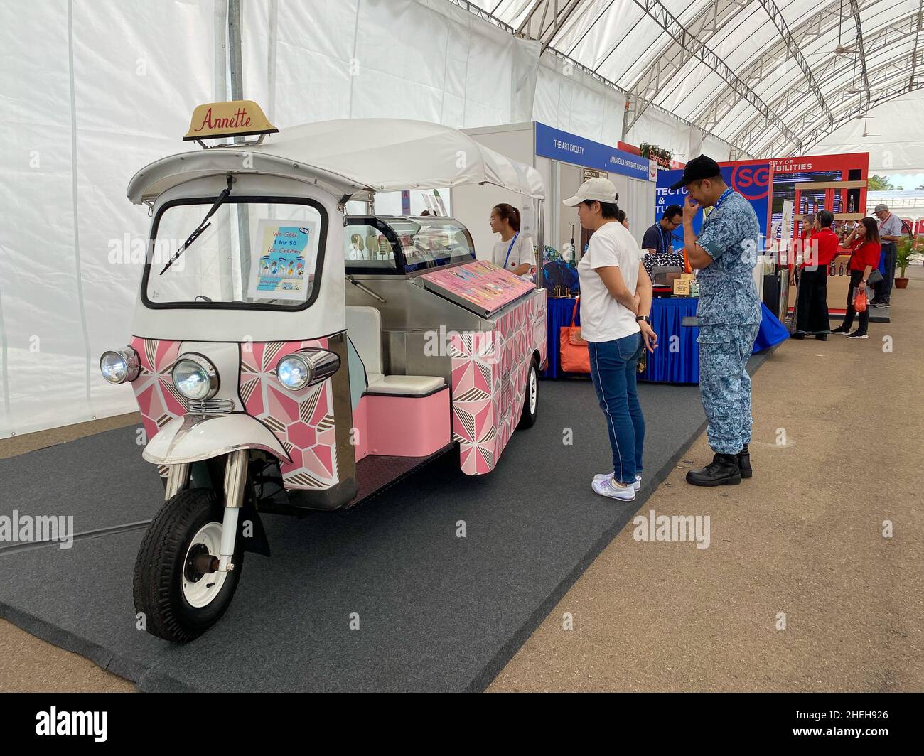 Singapore - Feb 12, 2020. Rickshaw model for display at a shopping mall near Changi Airport, Singapore. Stock Photo