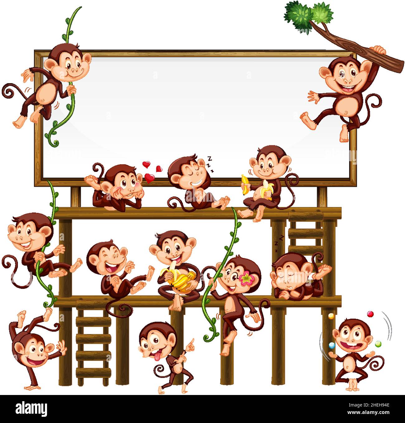 Little monkeys on park background illustration Stock Vector Image & Art ...