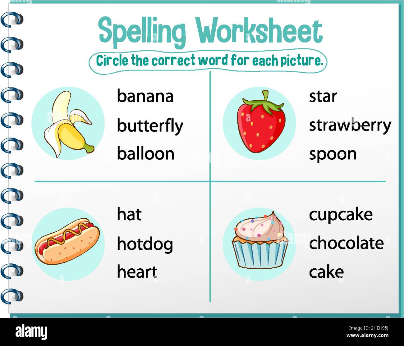 Spelling worksheet template for kids illustration Stock Vector Image ...