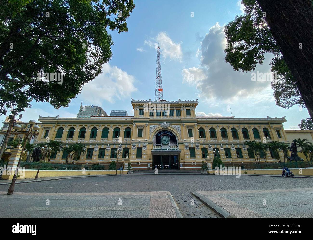 Saigon, Vietnam - Jun 22, 2020. View of Central Post Office, built in 1891 in Saigon, Vietnam. The church is established by French colonists. Stock Photo
