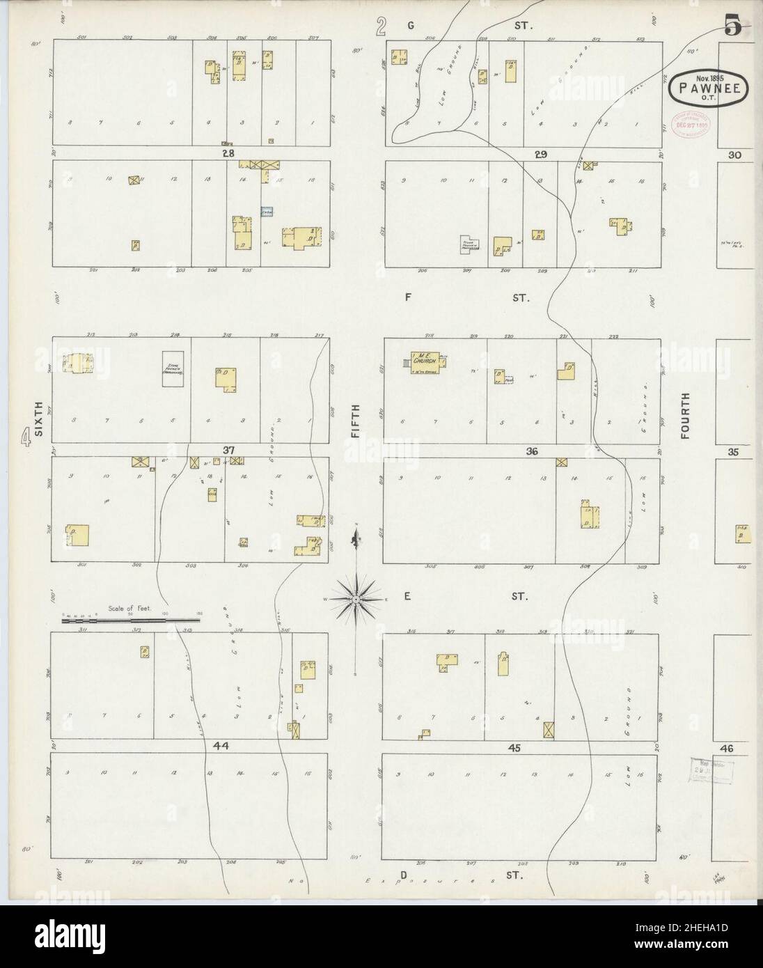 Sanborn Fire Insurance Map from Pawnee, Pawnee County, Oklahoma Stock