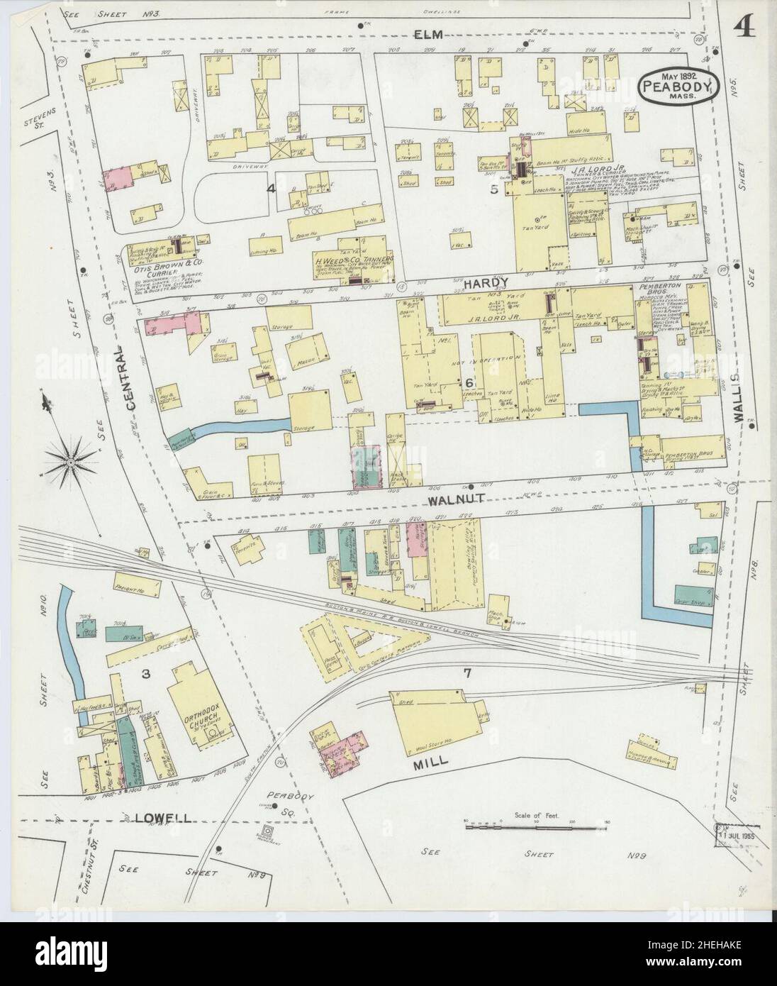 Sanborn Fire Insurance Map from Peabody, Essex County, Massachusetts