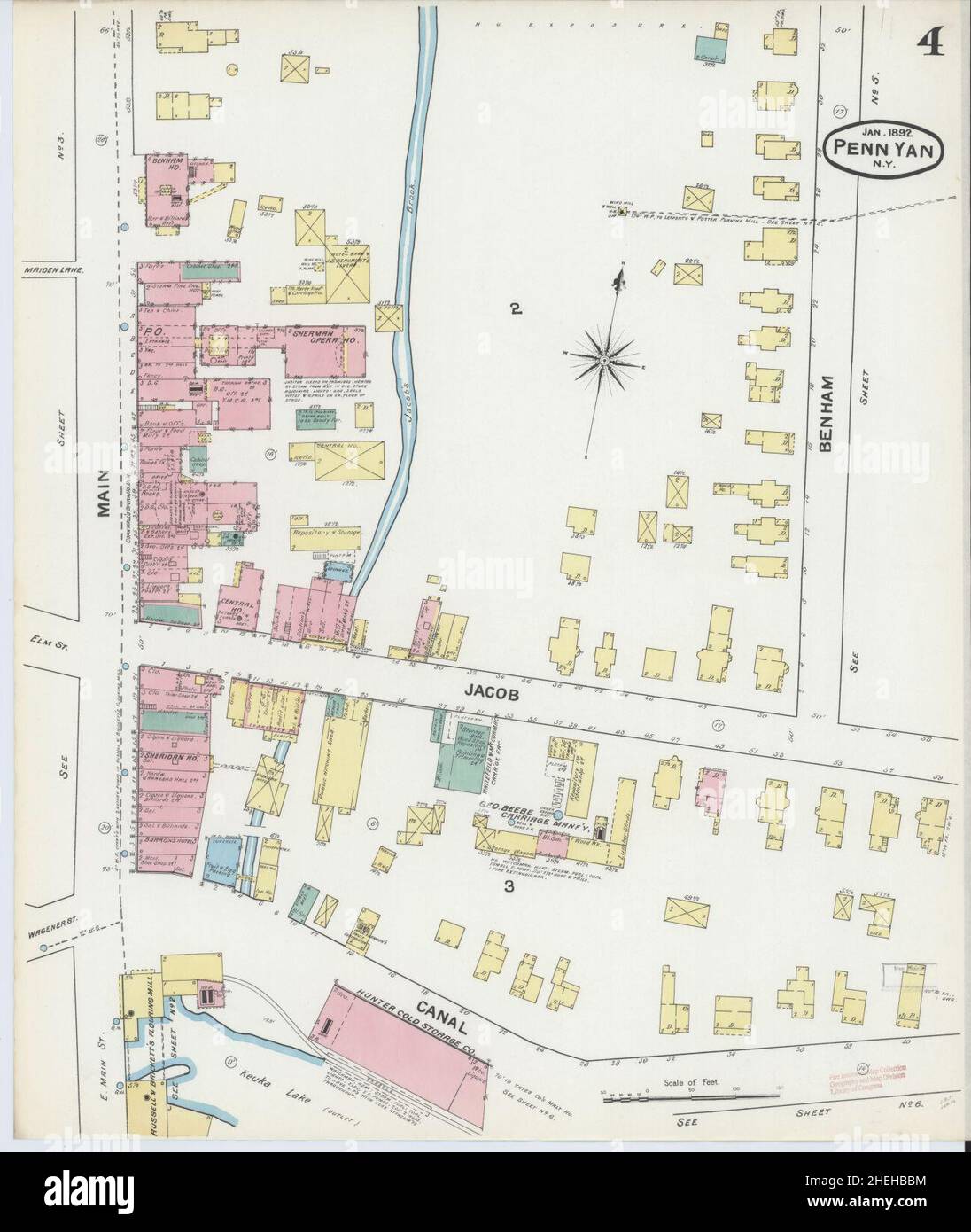 Sanborn Fire Insurance Map from Penn Yan, Yates County, New York Stock