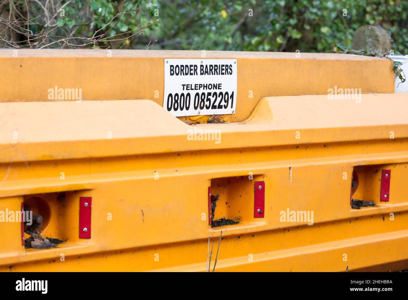 Border barrier alongside a UK canal bridge Stock Photo - Alamy