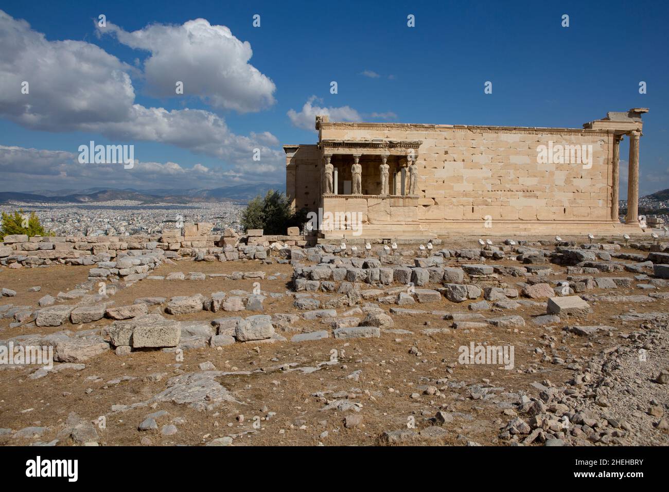 the erechtheion one of the ancient ruins in Greece Stock Photo