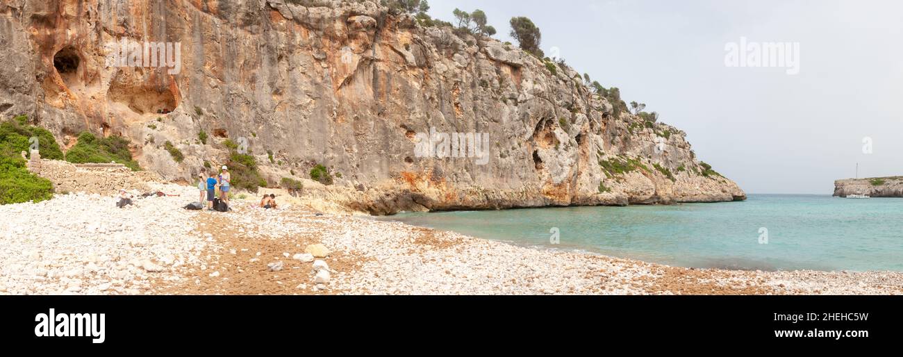 Cala Magraner beach and rock climbing venue, Mallorca, Spain Stock Photo