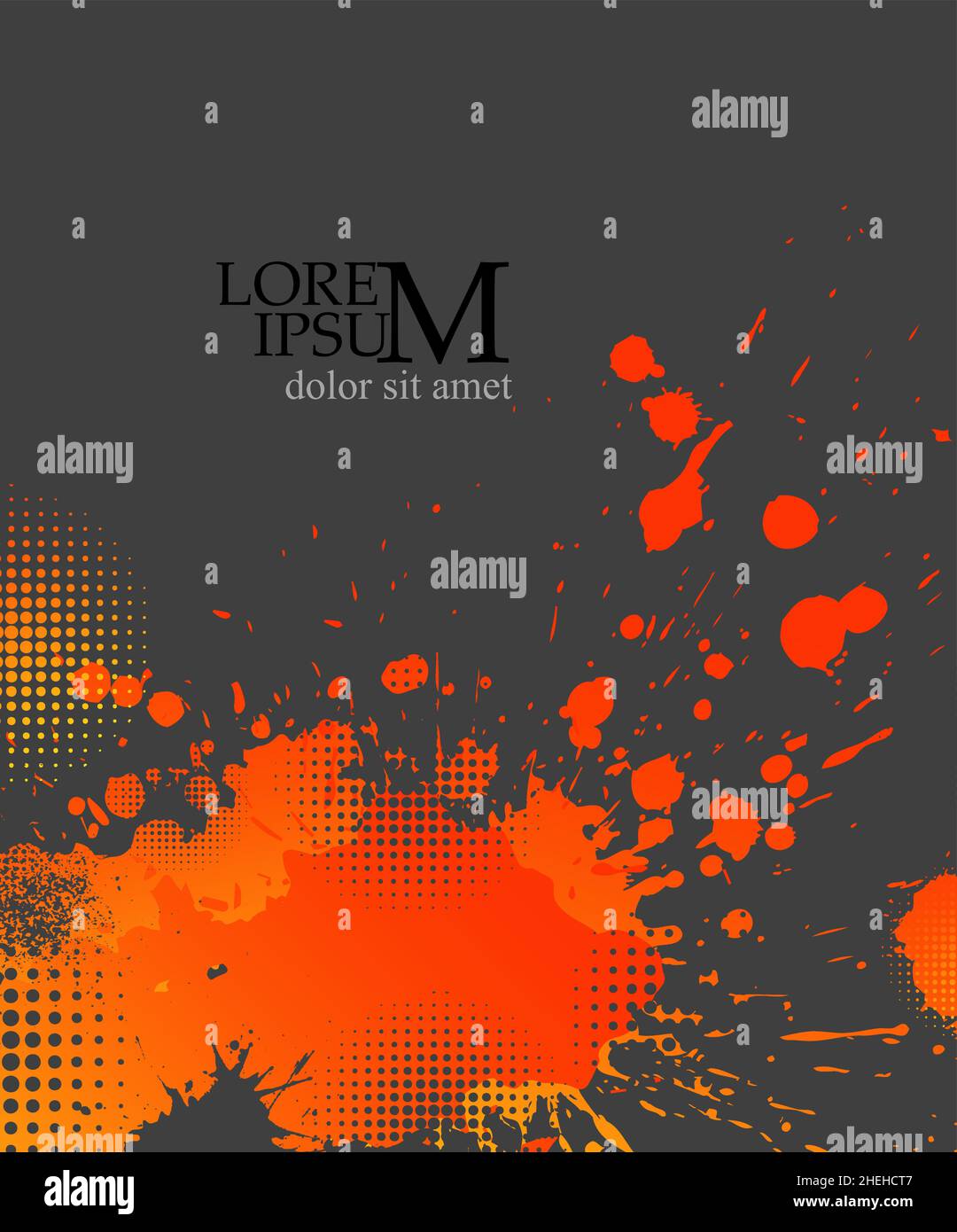 Background with blots. Frame for text . Orange and gray. Vector illustration Stock Vector