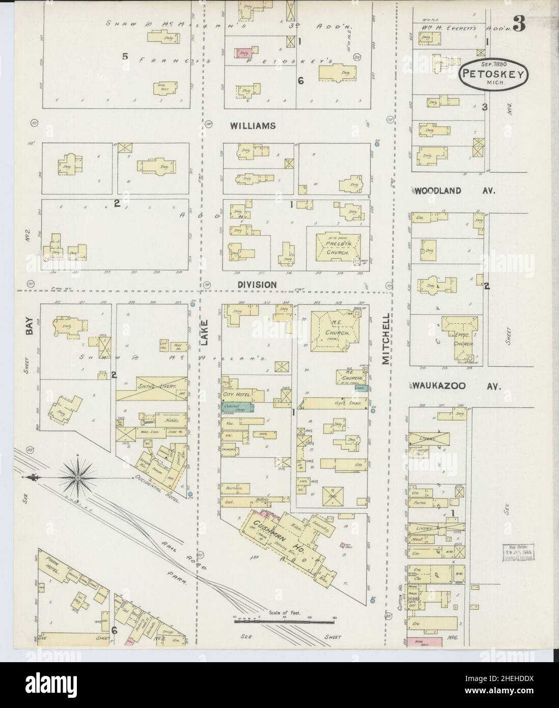 Sanborn Fire Insurance Map from Petoskey, Emmet County, Michigan. Stock Photo