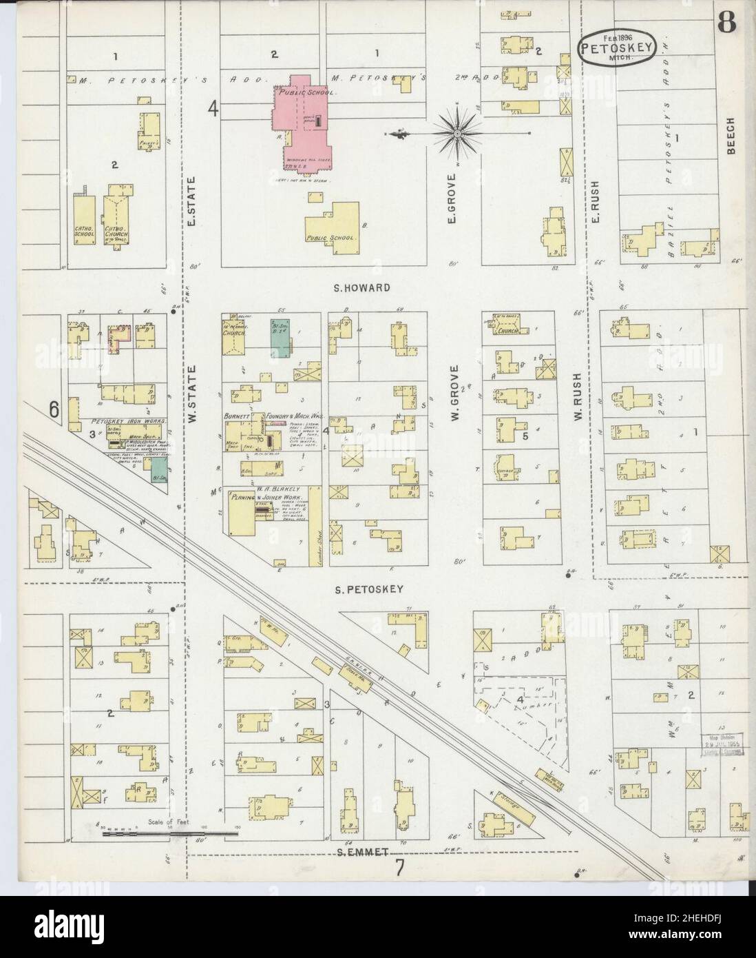 Sanborn Fire Insurance Map from Petoskey, Emmet County, Michigan. Stock Photo