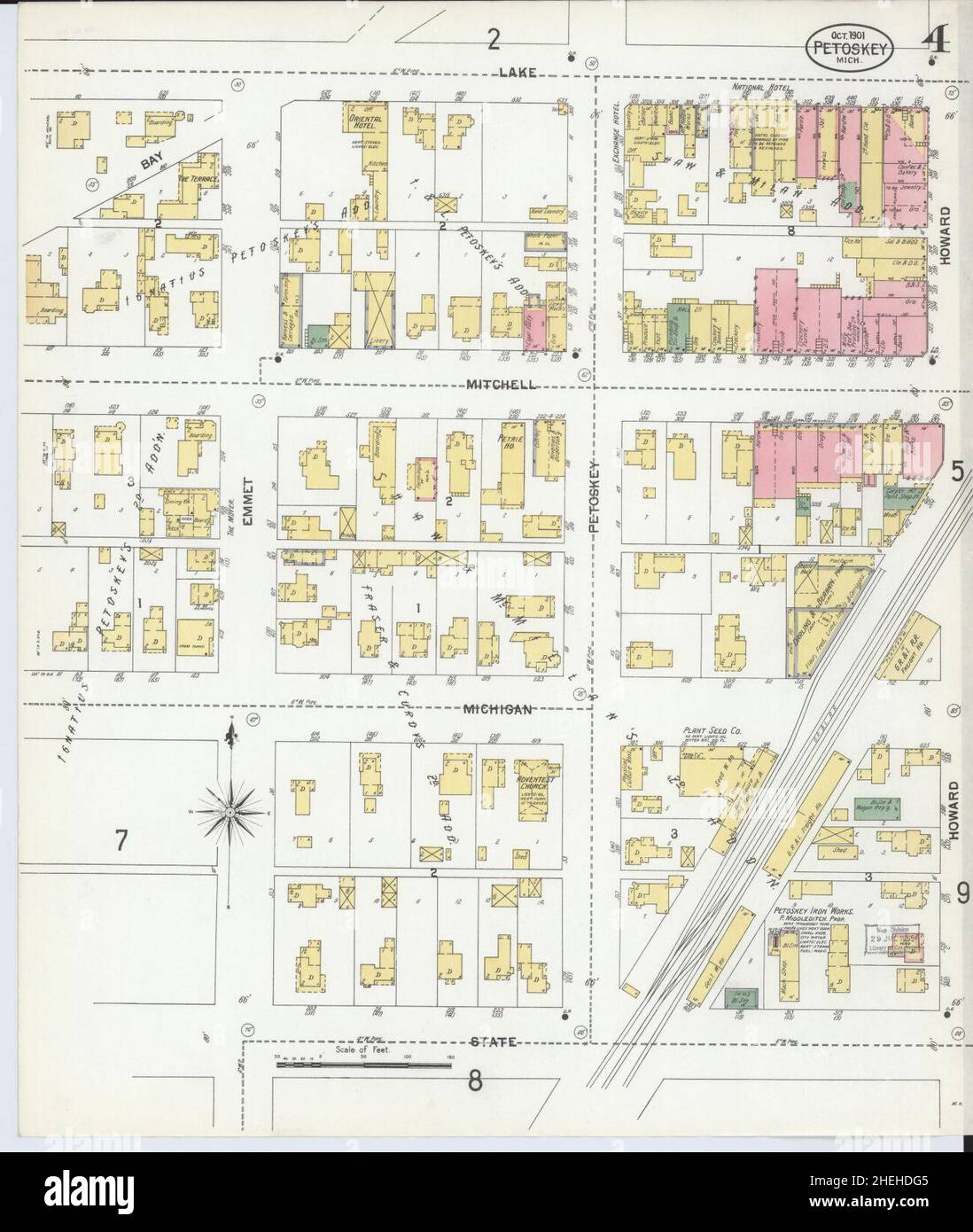 Sanborn Fire Insurance Map from Petoskey, Emmet County, Michigan. Stock Photo