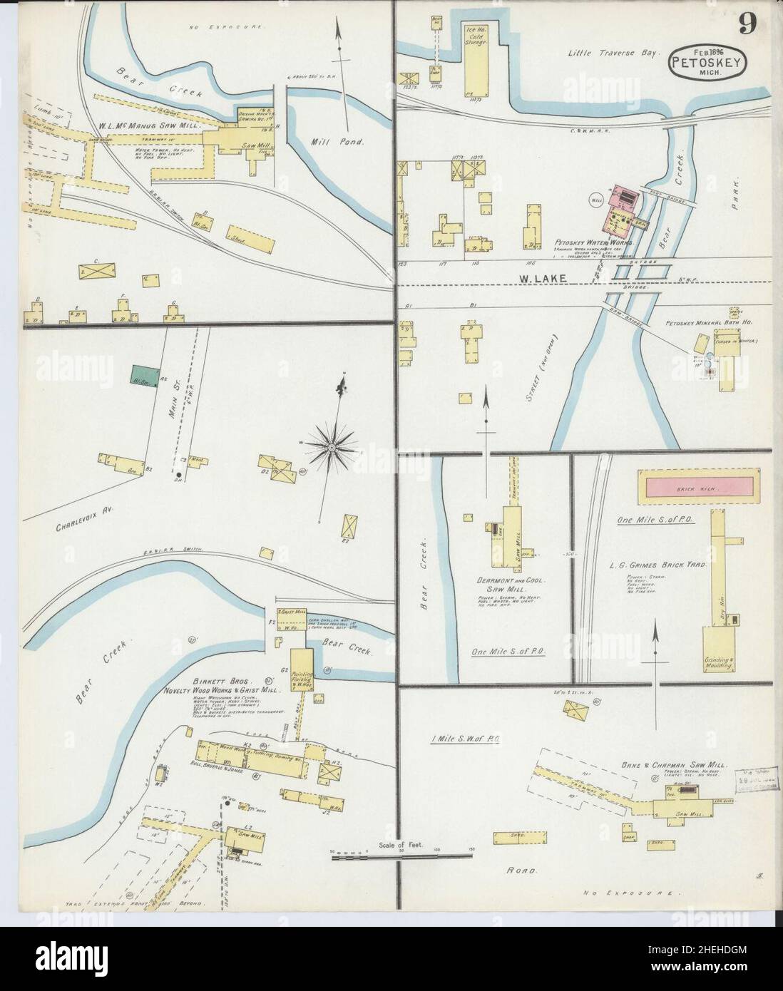 Sanborn Fire Insurance Map from Petoskey, Emmet County, Michigan. Stock Photo