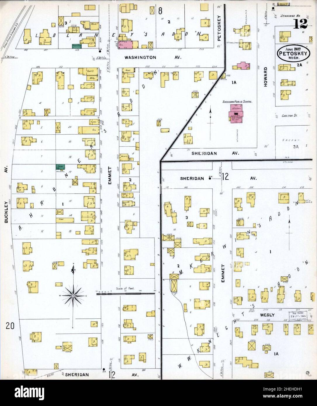 Sanborn Fire Insurance Map from Petoskey, Emmet County, Michigan. Stock Photo