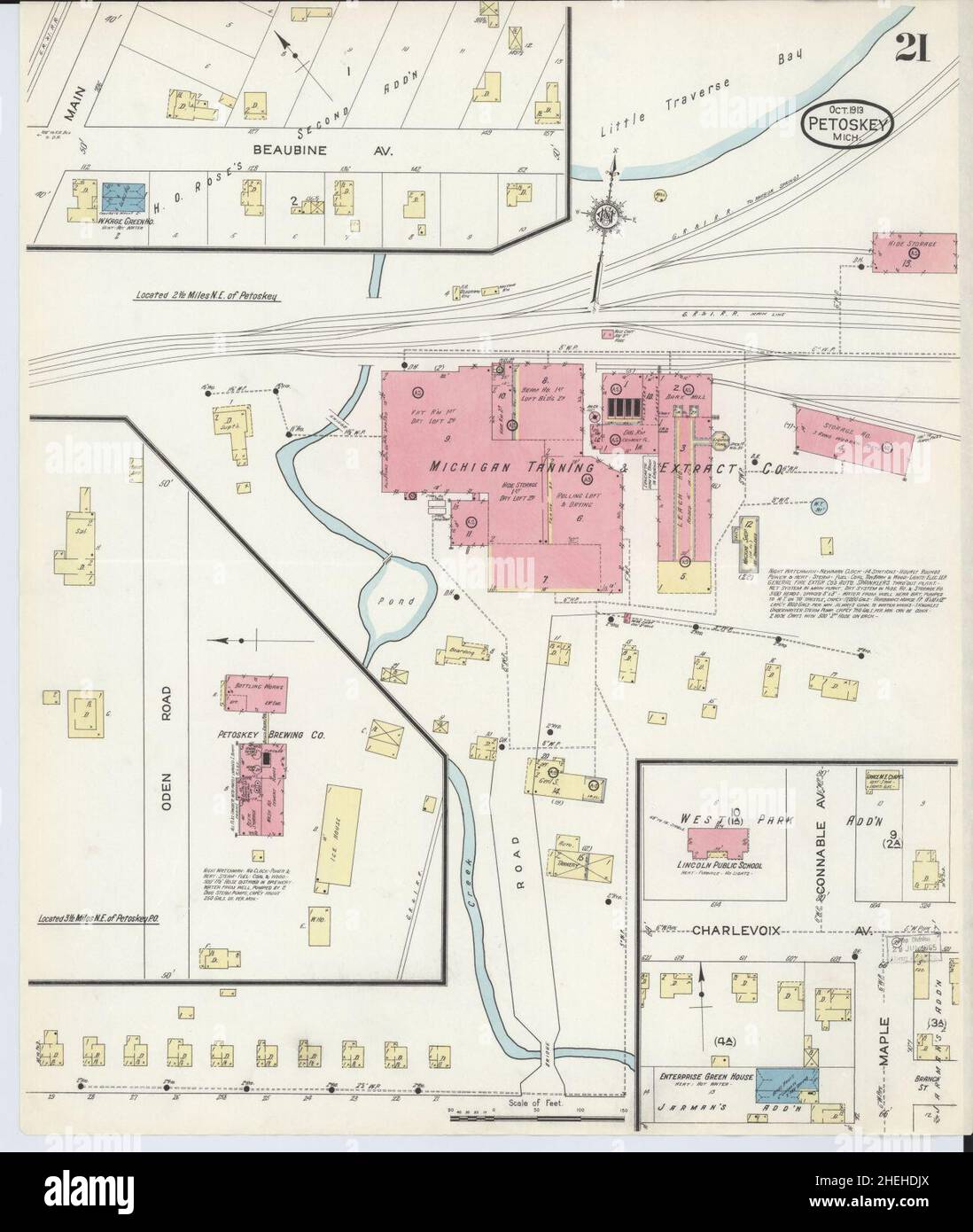 Sanborn Fire Insurance Map from Petoskey, Emmet County, Michigan. Stock Photo