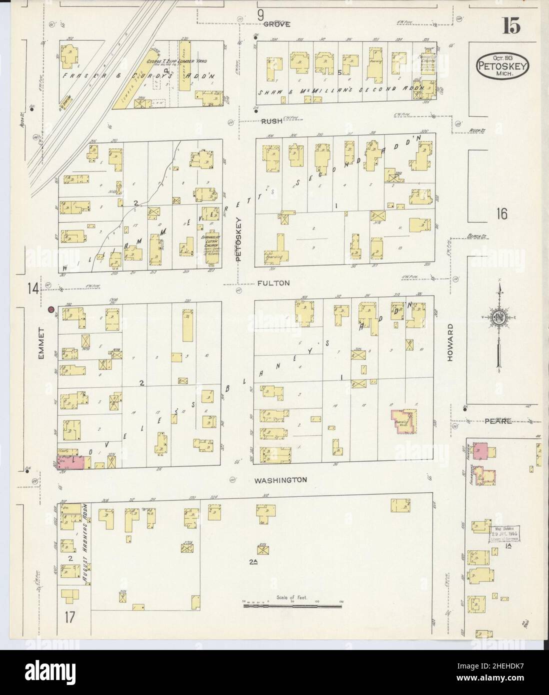 Sanborn Fire Insurance Map from Petoskey, Emmet County, Michigan. Stock Photo