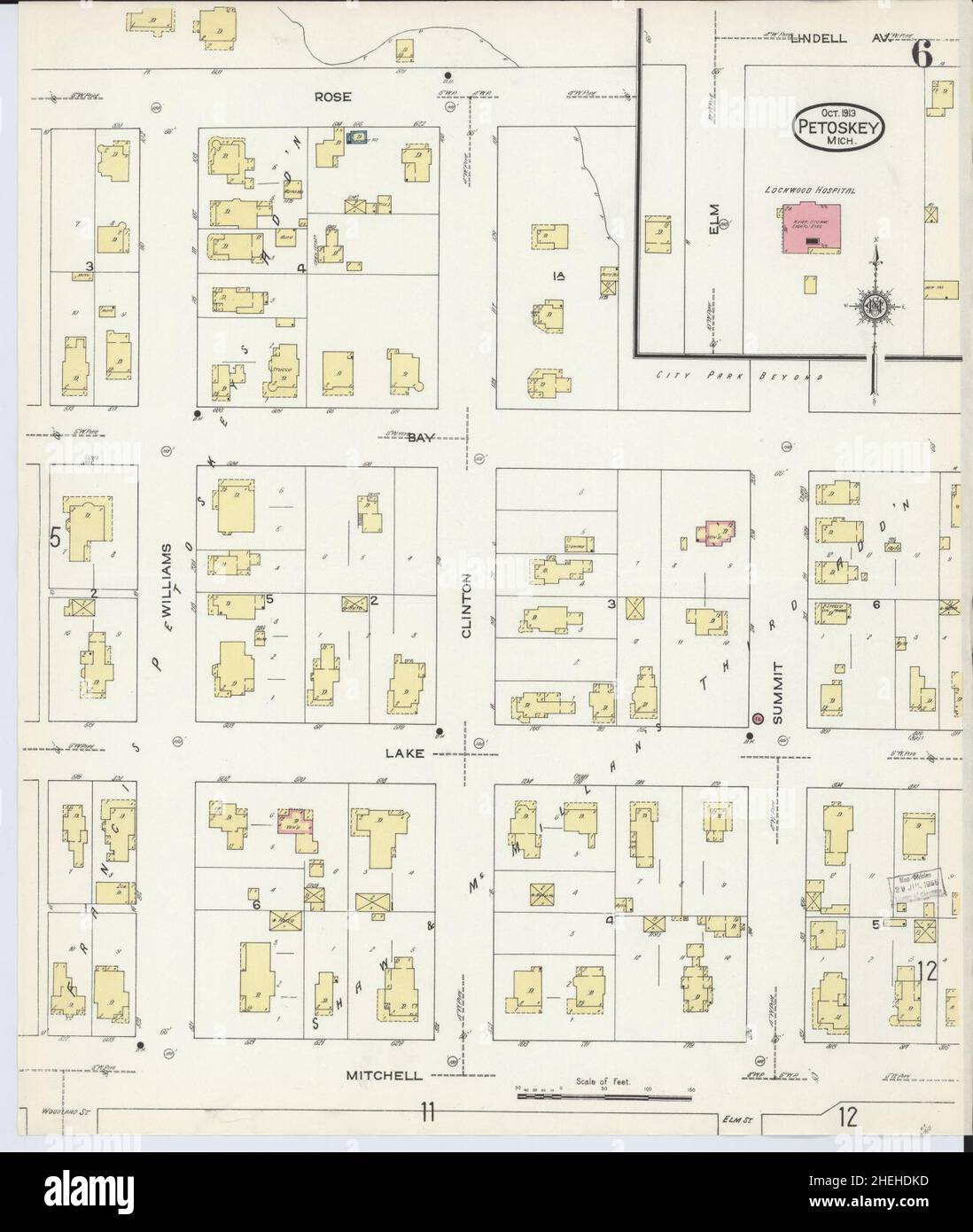 Sanborn Fire Insurance Map from Petoskey, Emmet County, Michigan. Stock Photo