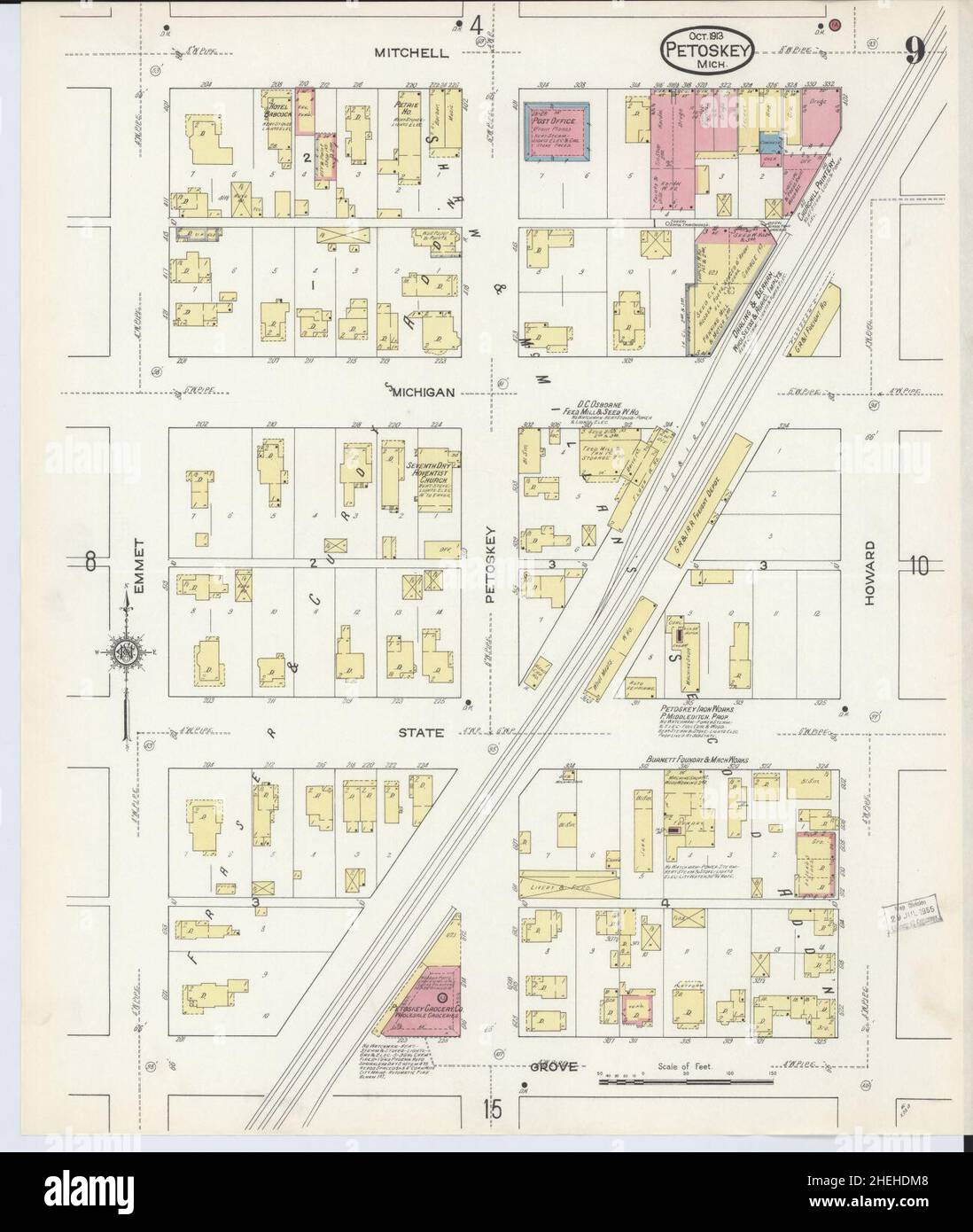 Sanborn Fire Insurance Map from Petoskey, Emmet County, Michigan. Stock Photo