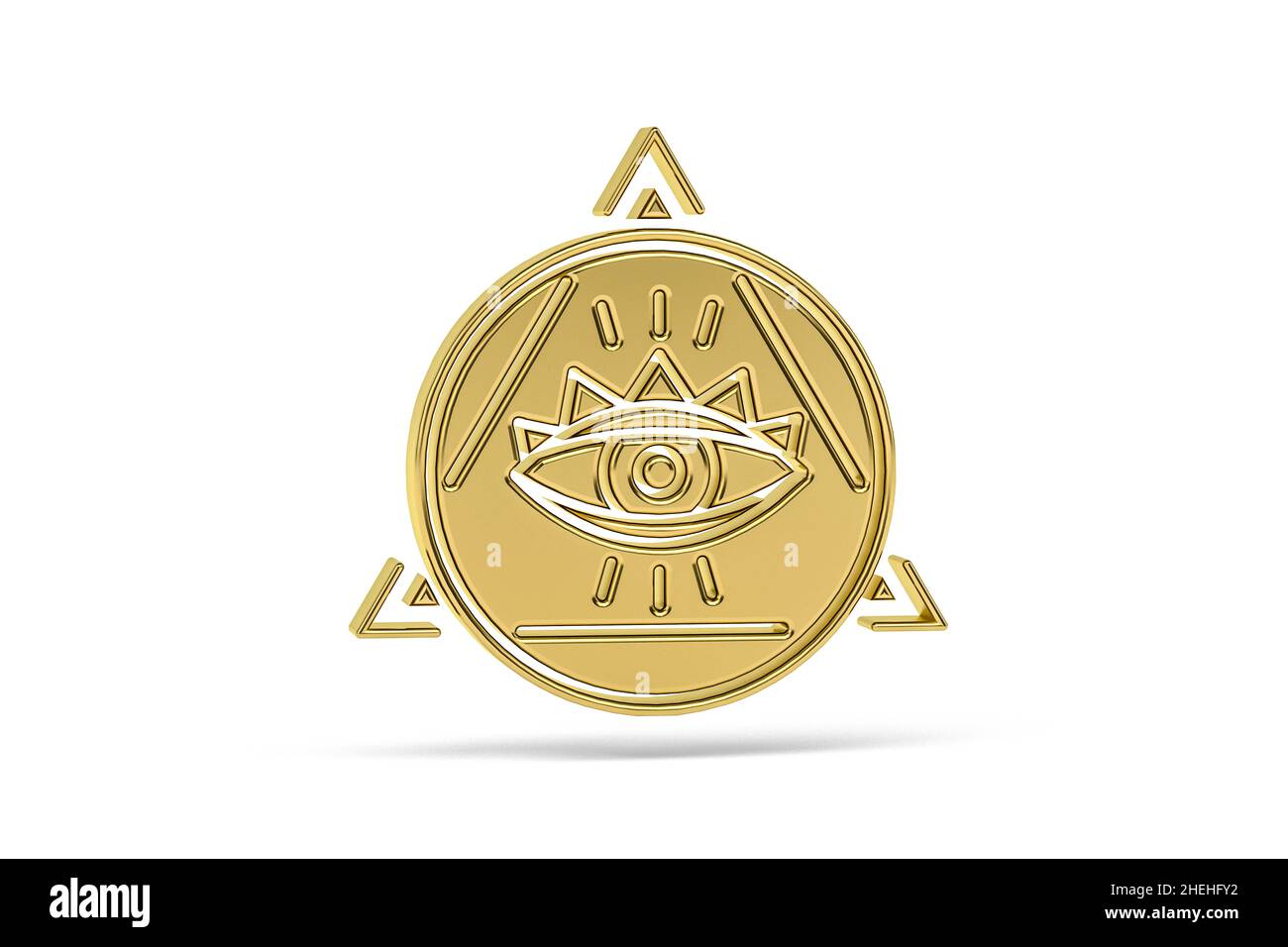 Golden occultism icon isolated on white background - 3D render Stock Photo