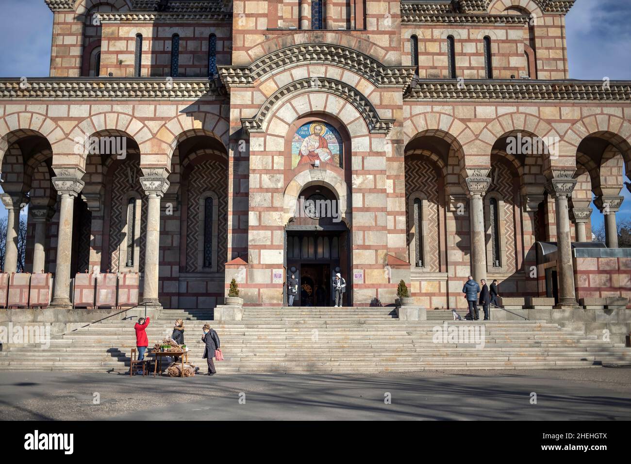 Serbia: Front view of St. Mark Orthodox Church in Belgrade Stock Photo