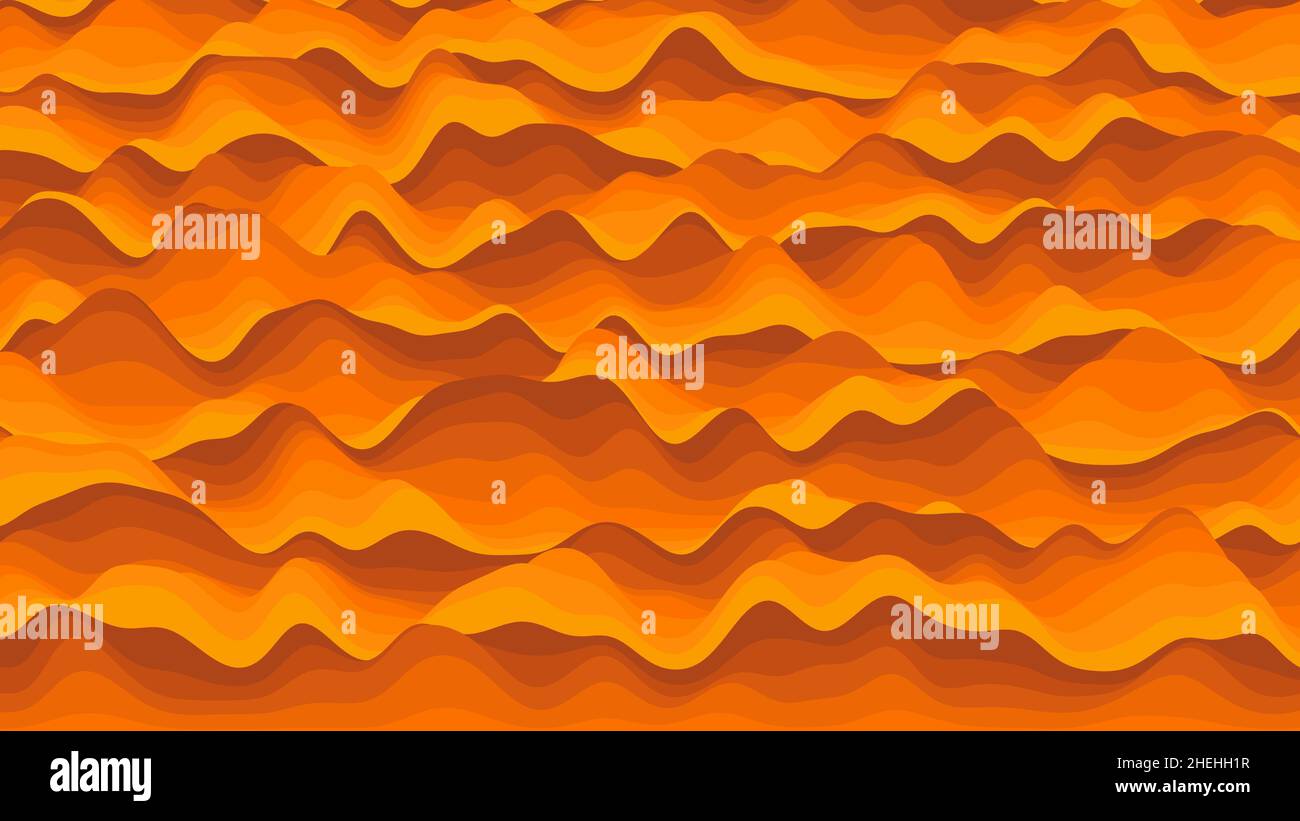 Retro orange stripes distorted backdrop. Procedural vintage ripple ...
