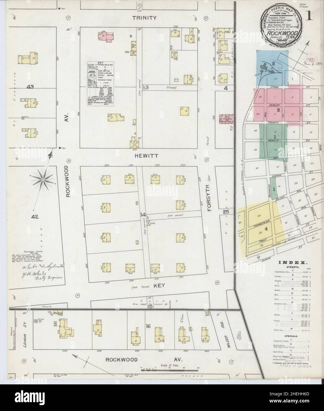 Sanborn Fire Insurance Map from Rockwood, Roane County, Tennessee. Stock Photo