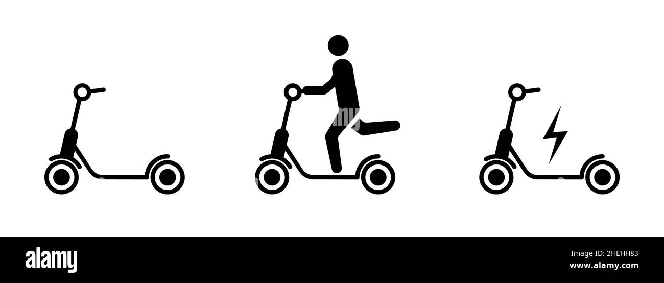 Electric scooter icon set. Ecological transport concept. Vector on isolated background. EPS 10. Stock Vector