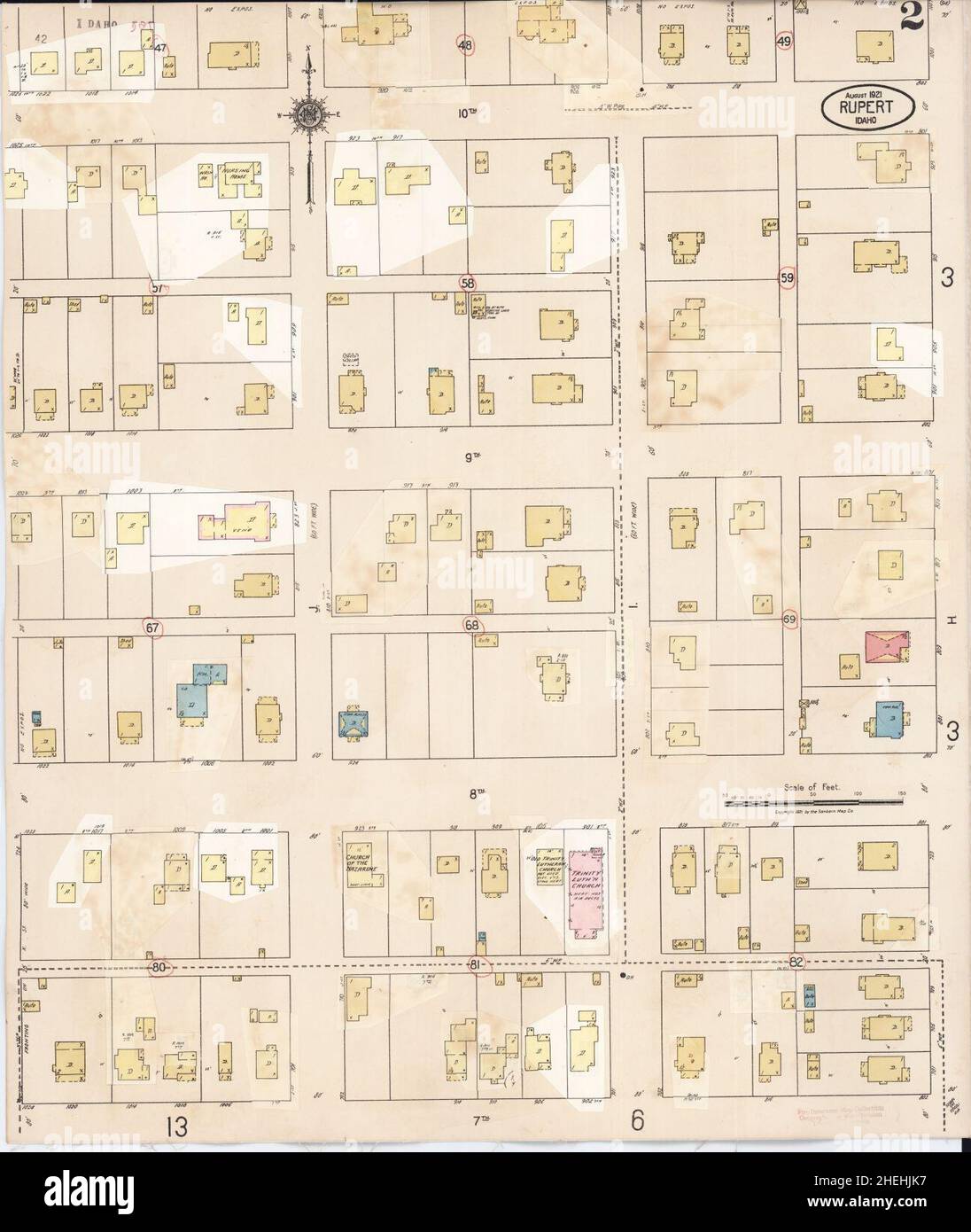Sanborn Fire Insurance Map from Rupert, Minidoka County, Idaho Stock