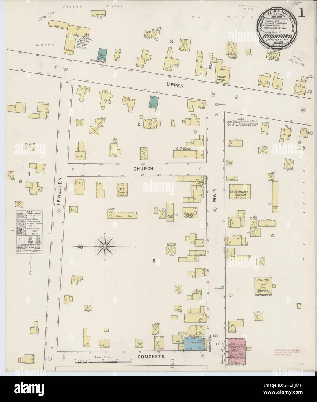 Sanborn Fire Insurance Map from Rushford, Allegany County, New York Stock Photo Alamy