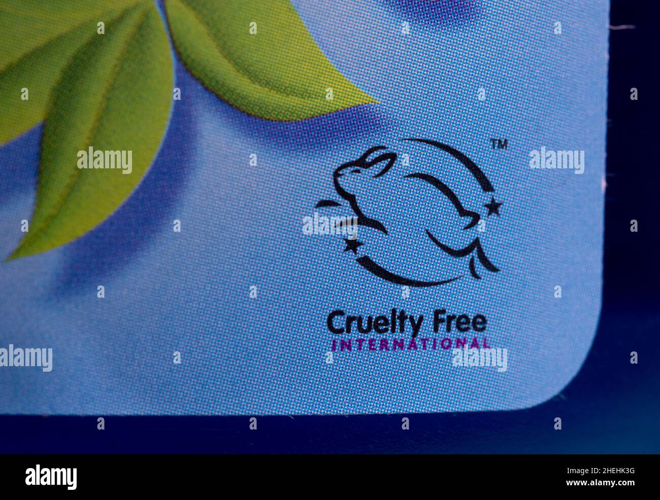 Cruelty Free International symbol on product container Stock Photo