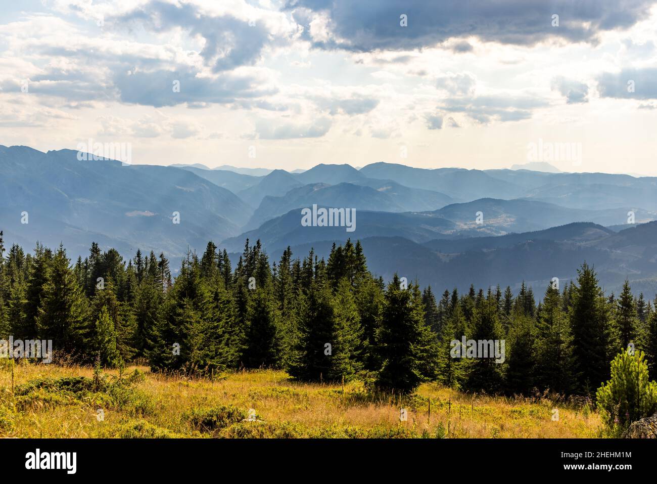 view from Hajla peak of Rugova valley and mountains and Prokletije ...