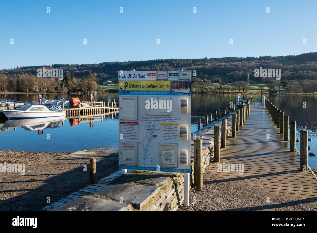 Coniston Water in the Lake District on a sunny autumn morning Stock Photo