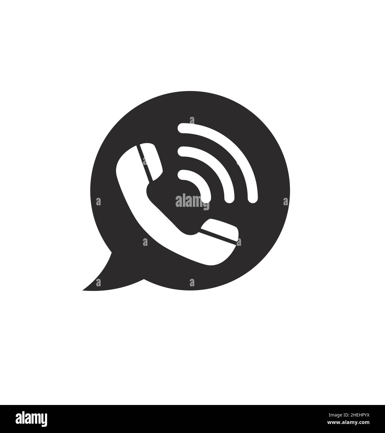 simple classic telephone hotline in round speech bubble icon vector