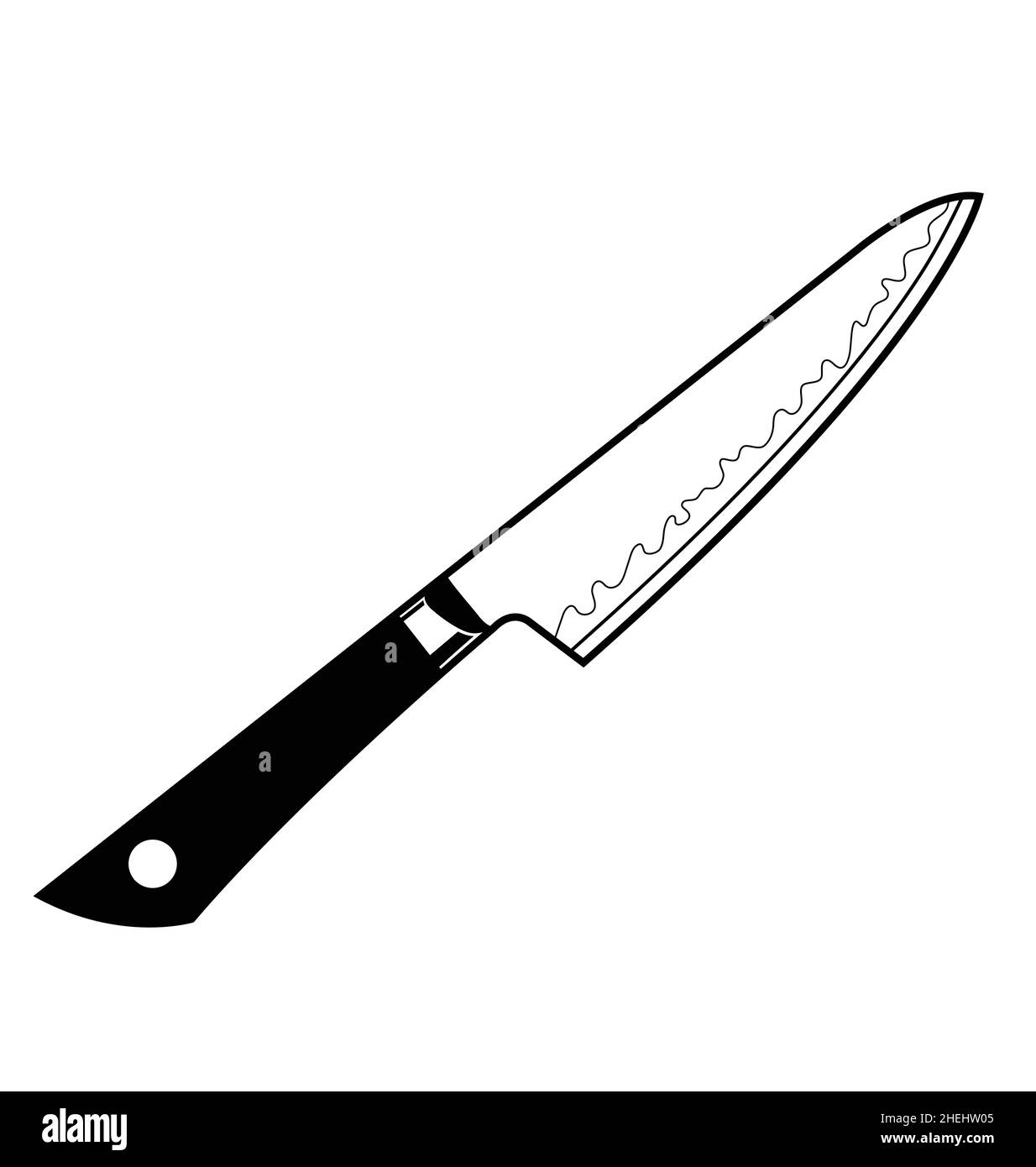 japanese style gyuto chef knife outline icon isolated on white