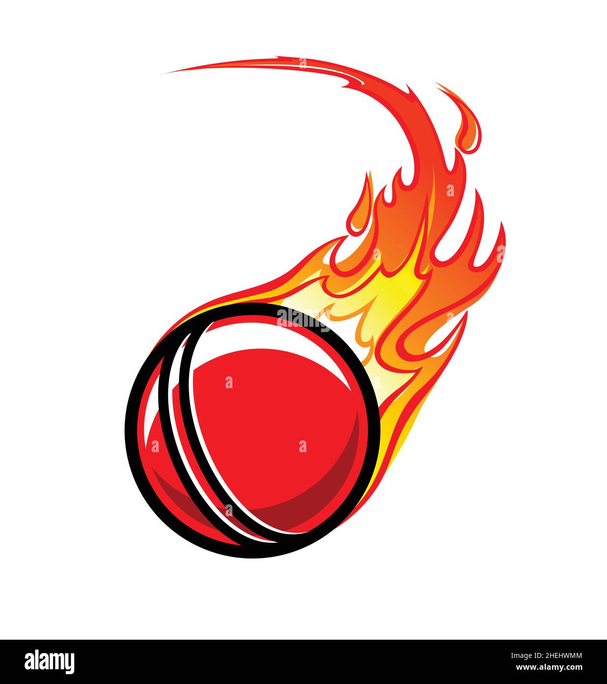 flaming fast cricket ball icon symbol emblem vector illustration isolated on white background Stock Vector