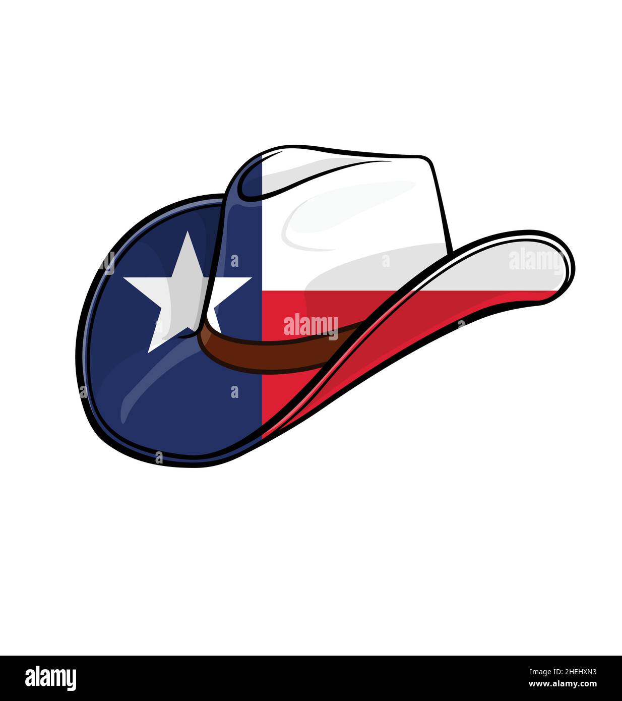 cowboy steson hat with texas flag isometric view isolated on white