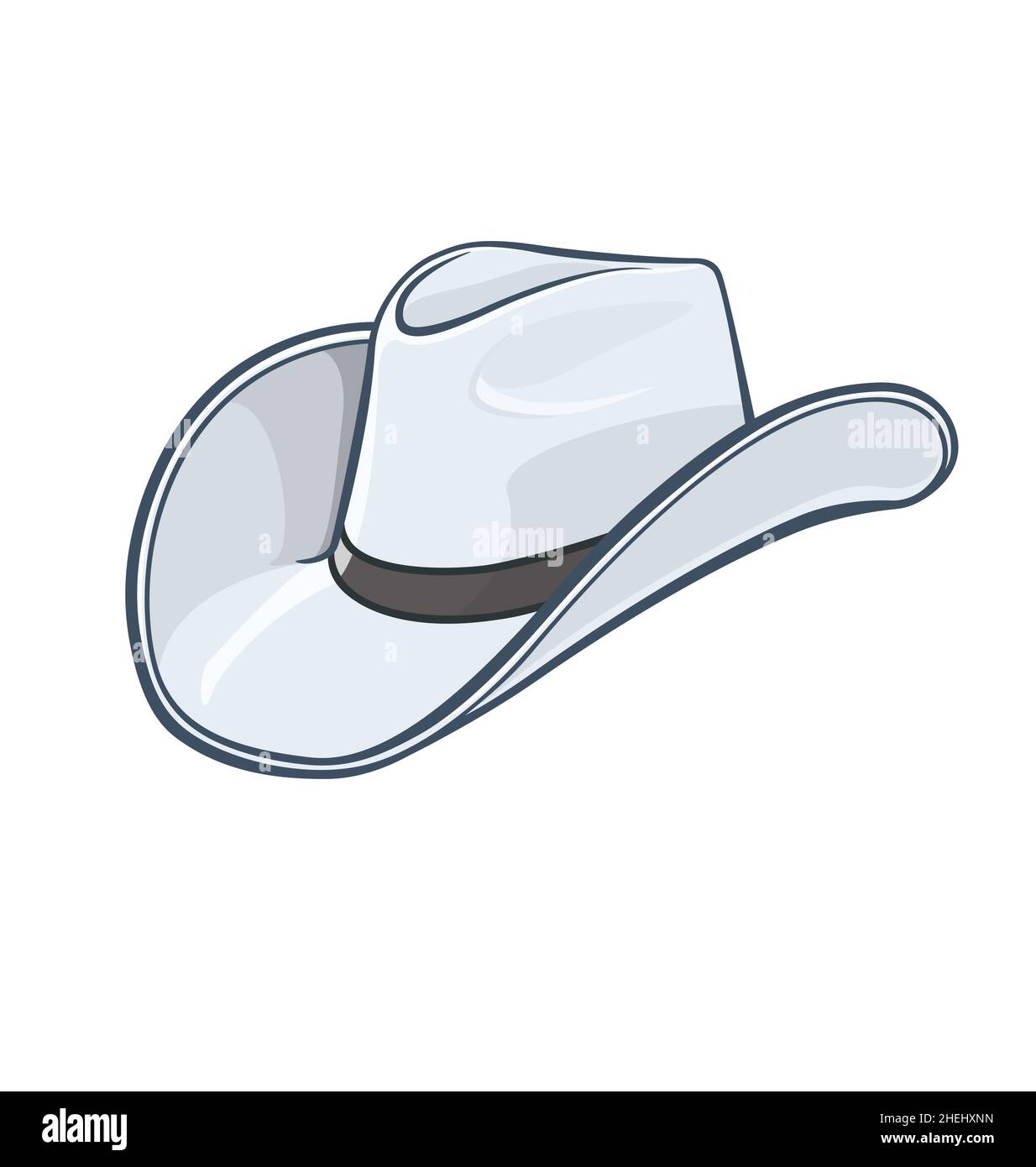 cartoon Cowboy stetson hat white vector isolated on white background Stock Vector