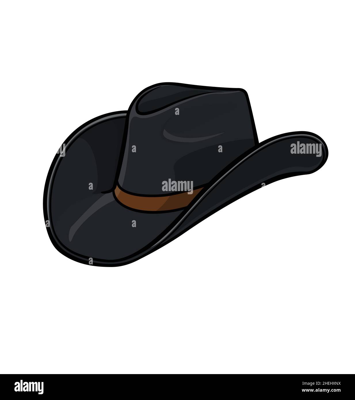 cartoon Cowboy stetson hat black vector isolated on white background Stock Vector
