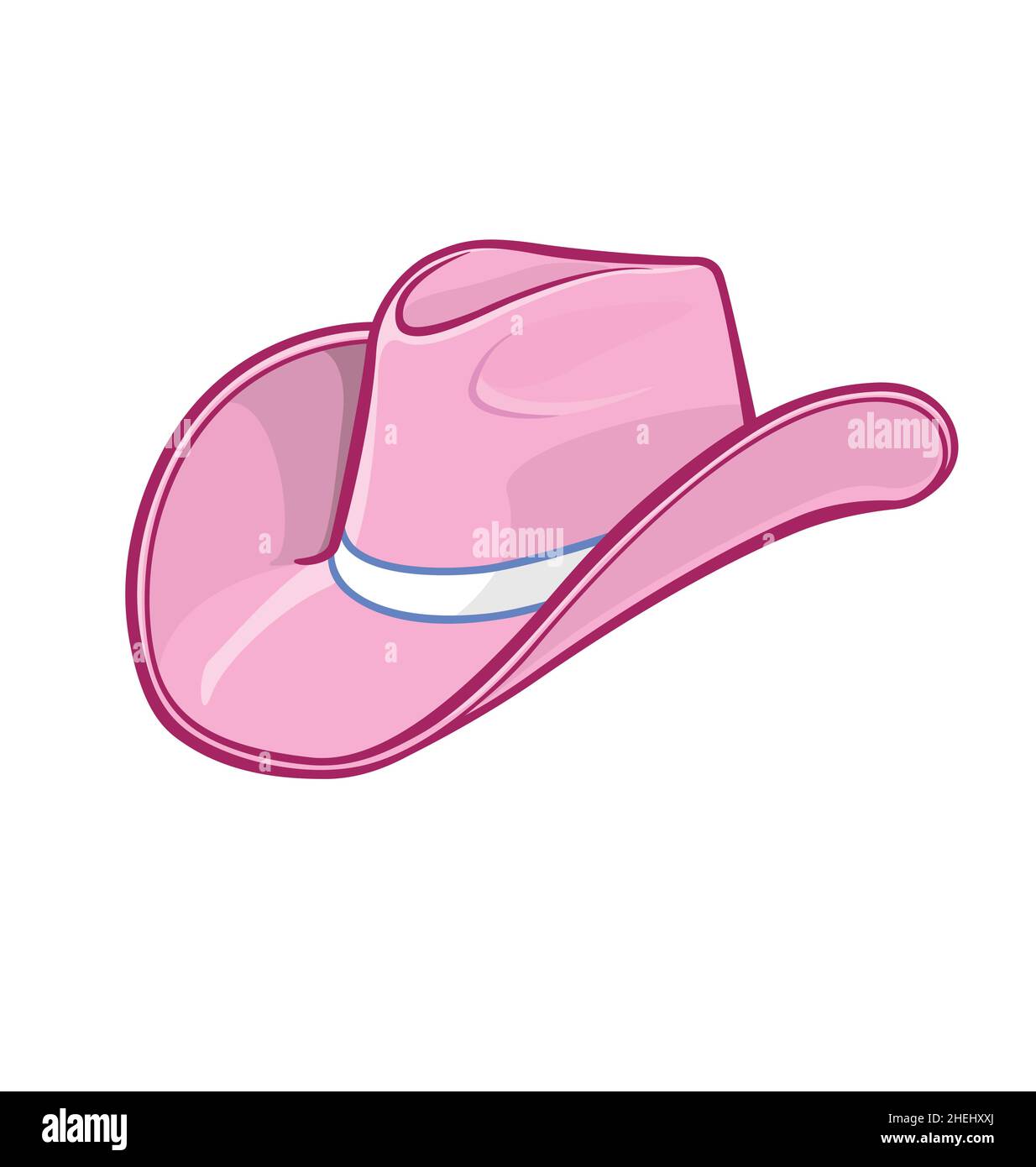 cartoon Cowboy cowgirl stetson hat pink ladies girls vector isolated on white background Stock Vector