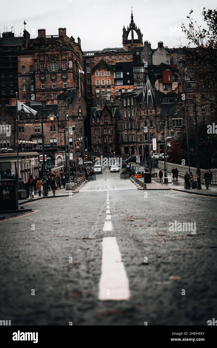 EDINBURGH CAPITAL OF SCOTLAND - a lovely walk In the most beautiful town from north england . cinematic colour photography Stock Photo