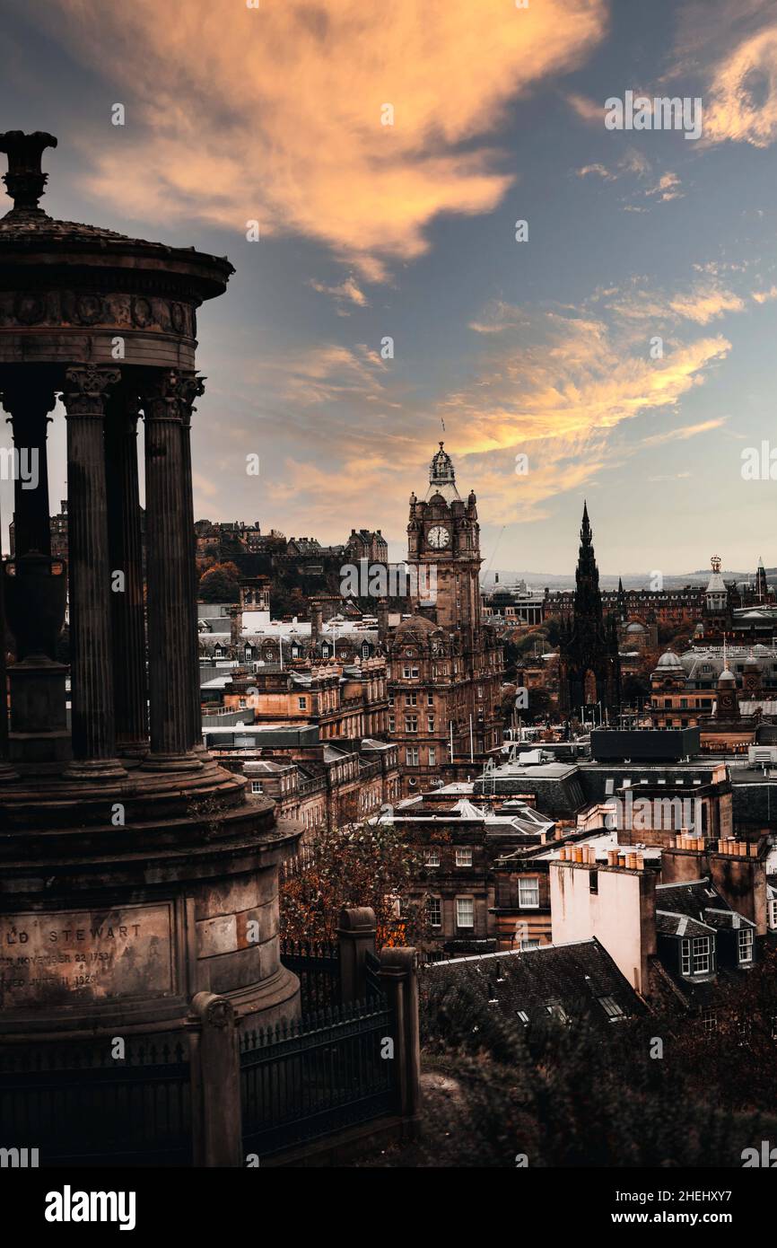 EDINBURGH CAPITAL OF SCOTLAND - a lovely walk In the most beautiful town from north england . cinematic colour photography Stock Photo