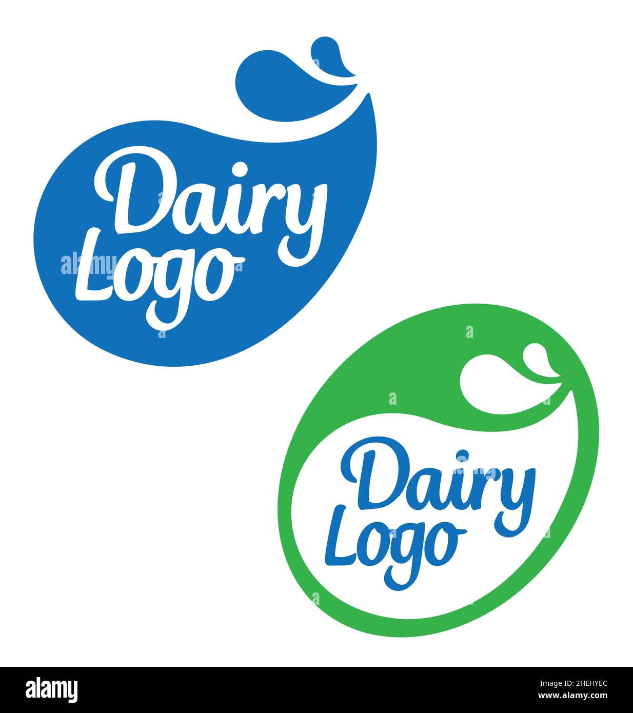 set of two simple effective dairy food product logos vector isolated on