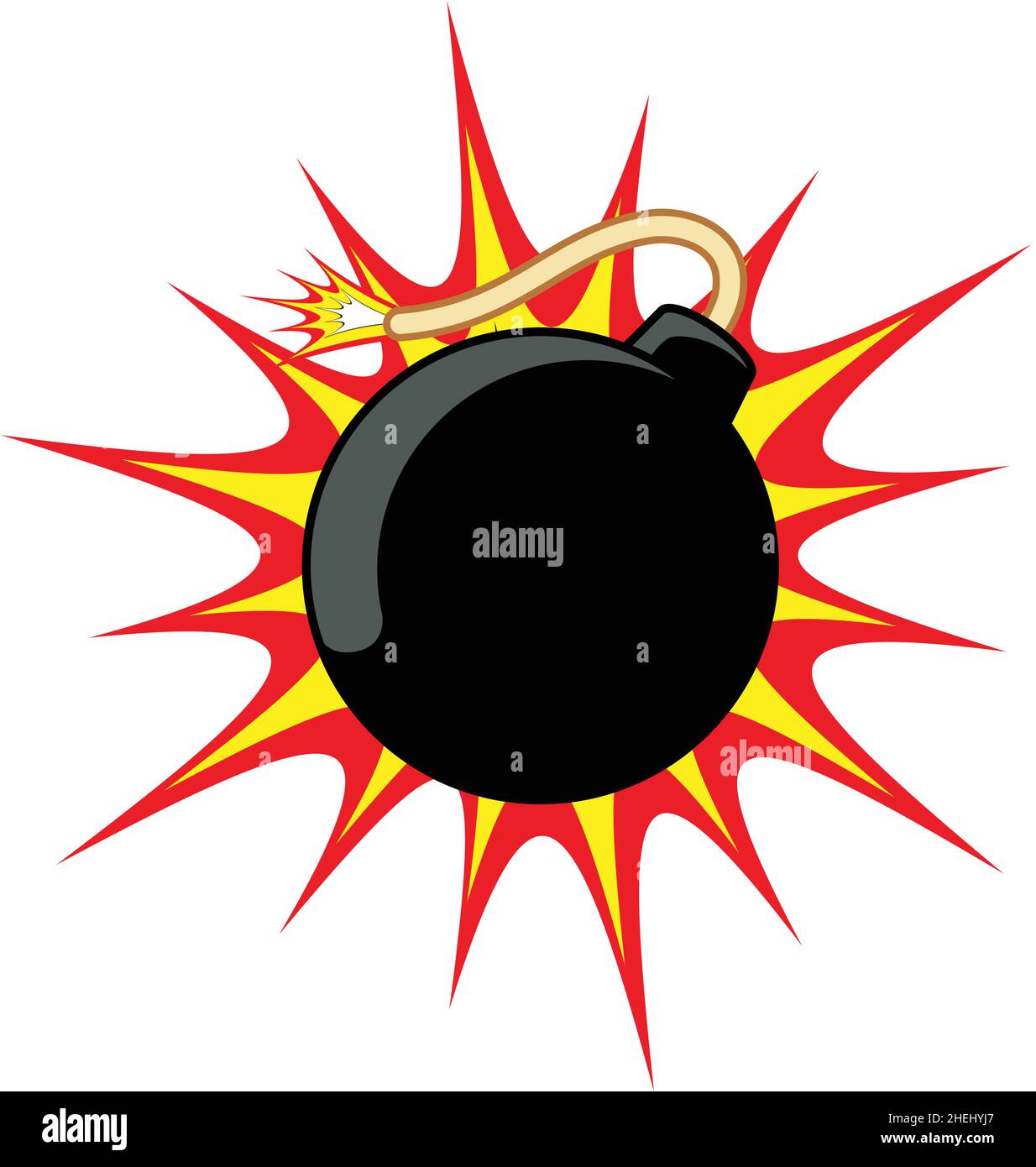 classic cartoon round black bomb explosive dynamite with lit fuze icon