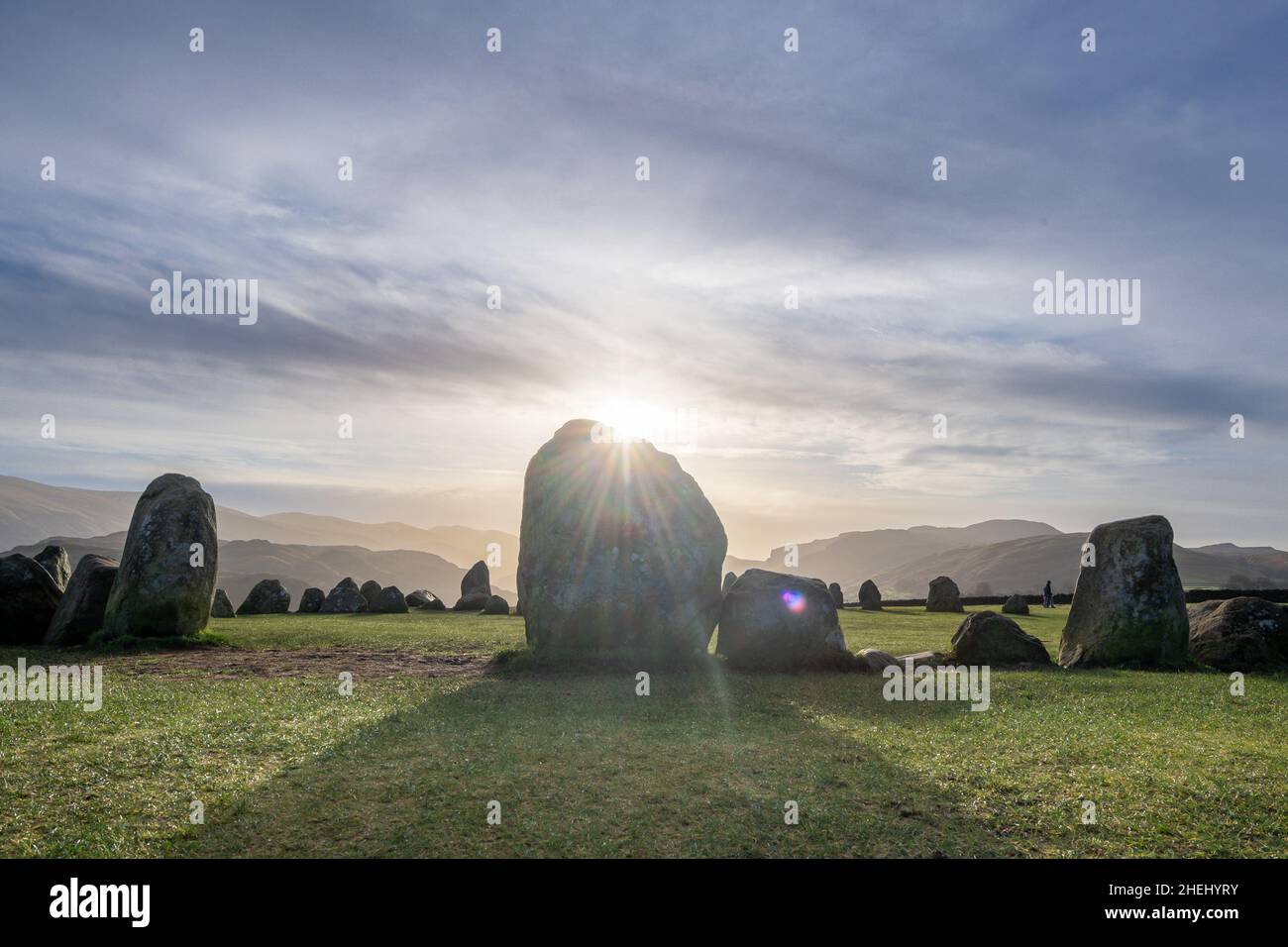 Sunrise at Castlerigg Stone Circle near Keswick, The Lake District. The