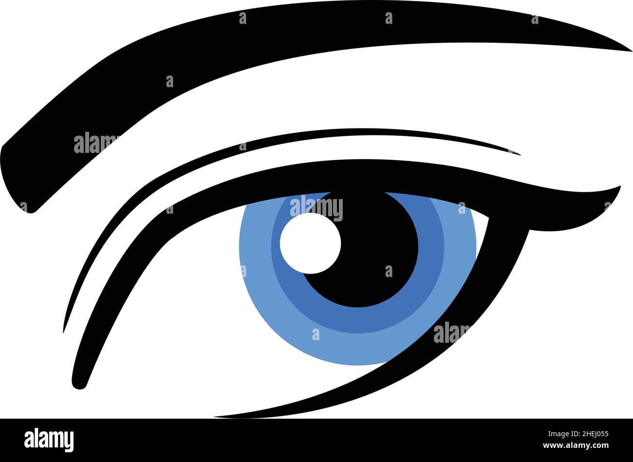 simple beautiful human female blue eye looking to the left right vector