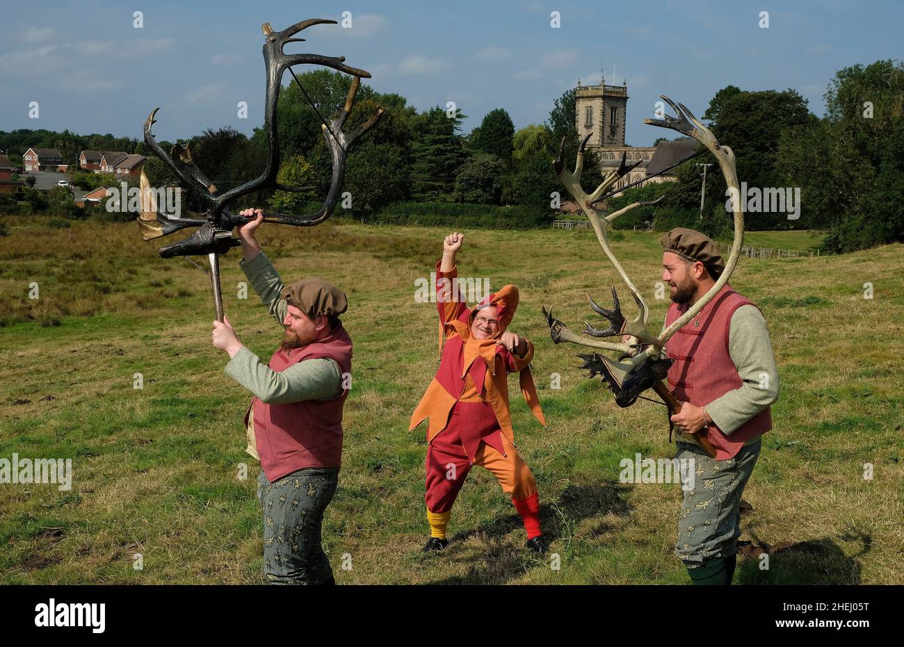 Dancers at the Abbots bromley horn dance in Staffordshire, 2021. Stock Photo