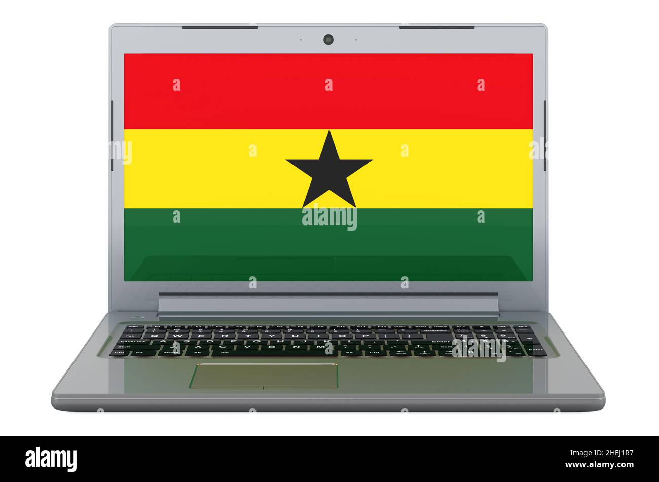 Ghanaian flag on laptop screen. 3D illustration isolated on white background Stock Photo Alamy